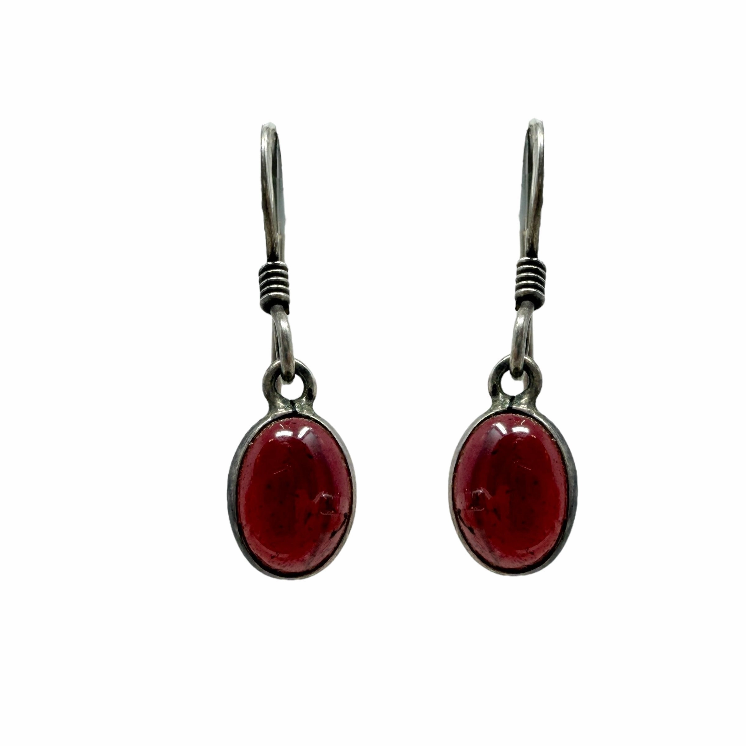 Sterling Silver  & Gemstone Oval Drop Earrings By Unbranded