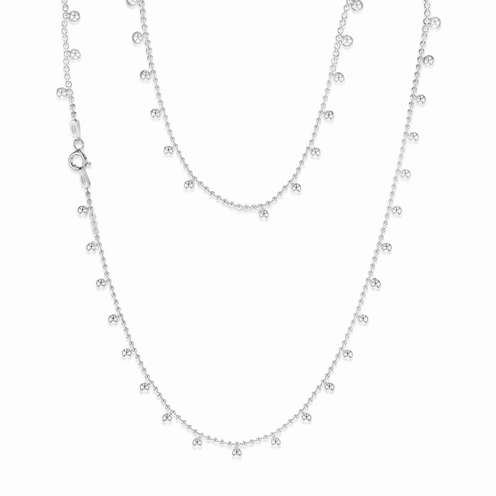 Sterling Silver Ball Charms On 45cm Ball Chain