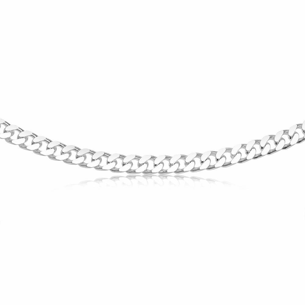Sterling Silver Beveled Curb 300 Gauge 55cm Chain