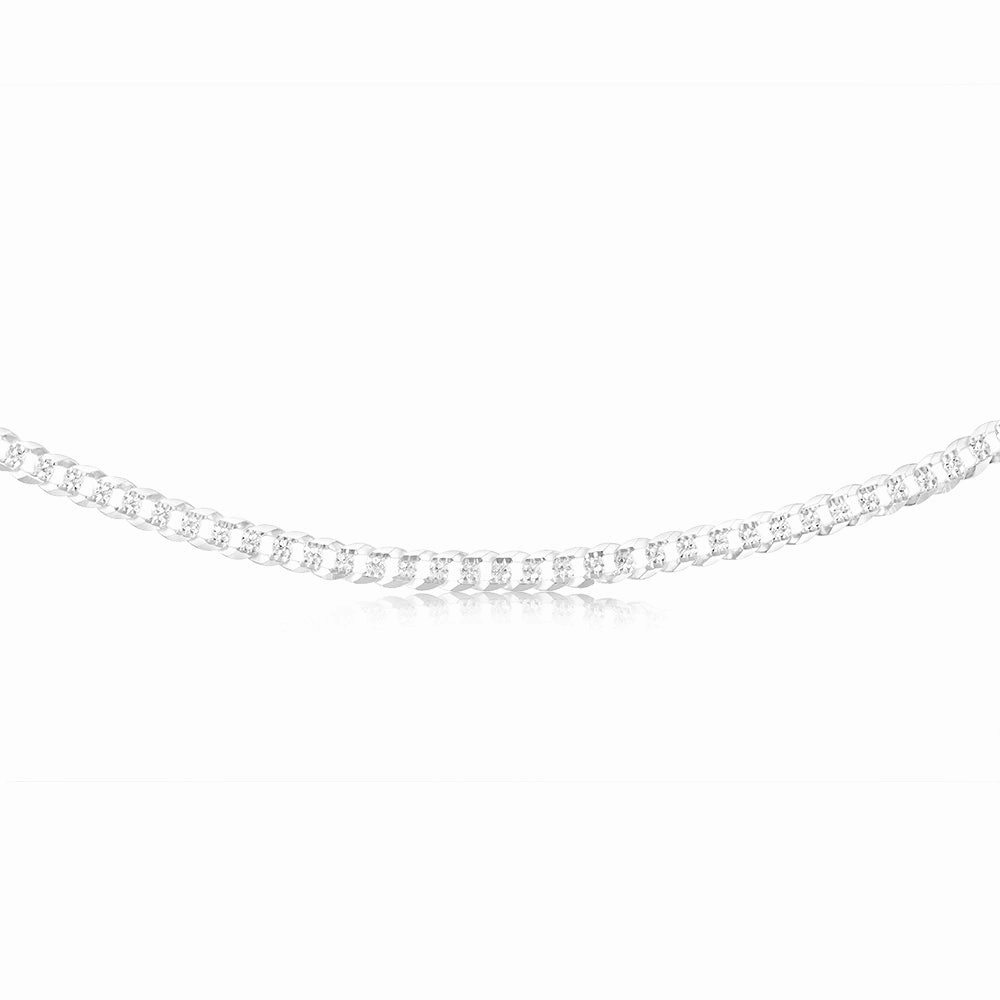 Sterling Silver Beveled Fancy Curb 160 Gauge 50cm Chain