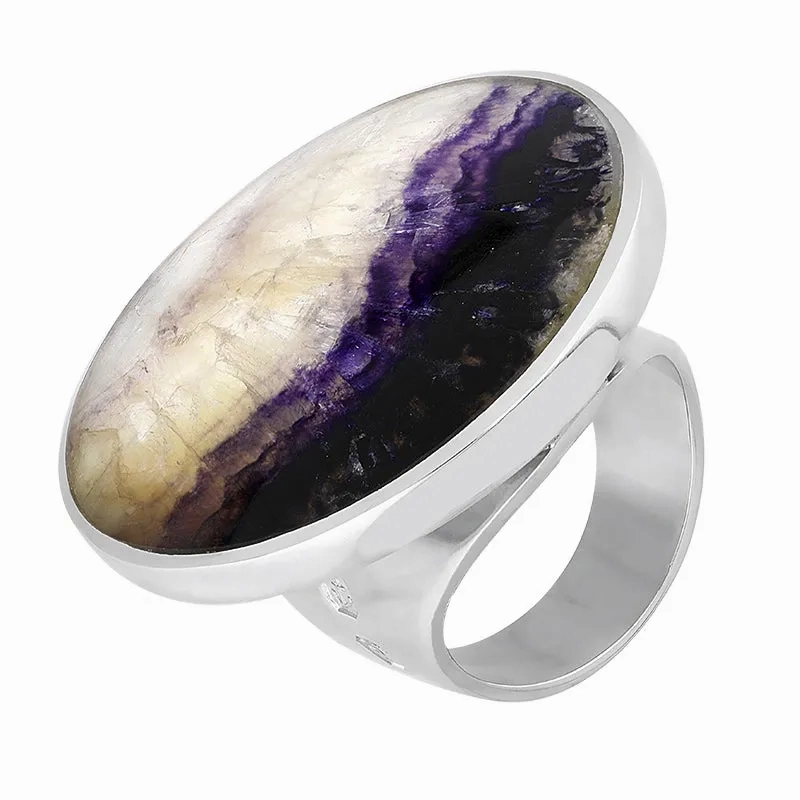 Sterling Silver Blue John Hallmark Large Round Ring