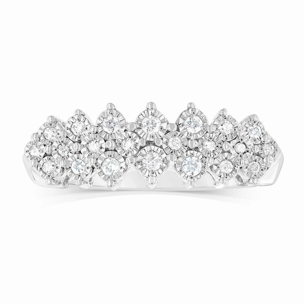 Sterling Silver Cluster Ring in 1/7 Carat Diamonds