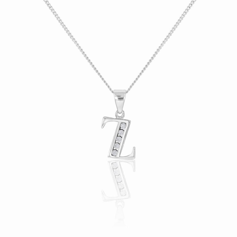 Sterling Silver Cubic Zirconia Initial "Z" Pendant