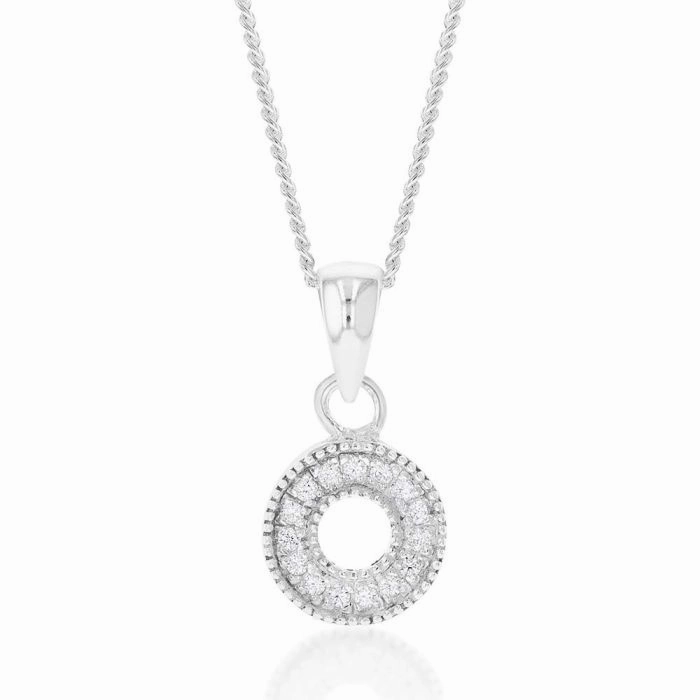 Sterling Silver Cubic Zirconia On Circle Pendant