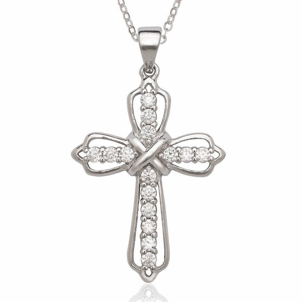 Sterling Silver CZ Cross Pendant
