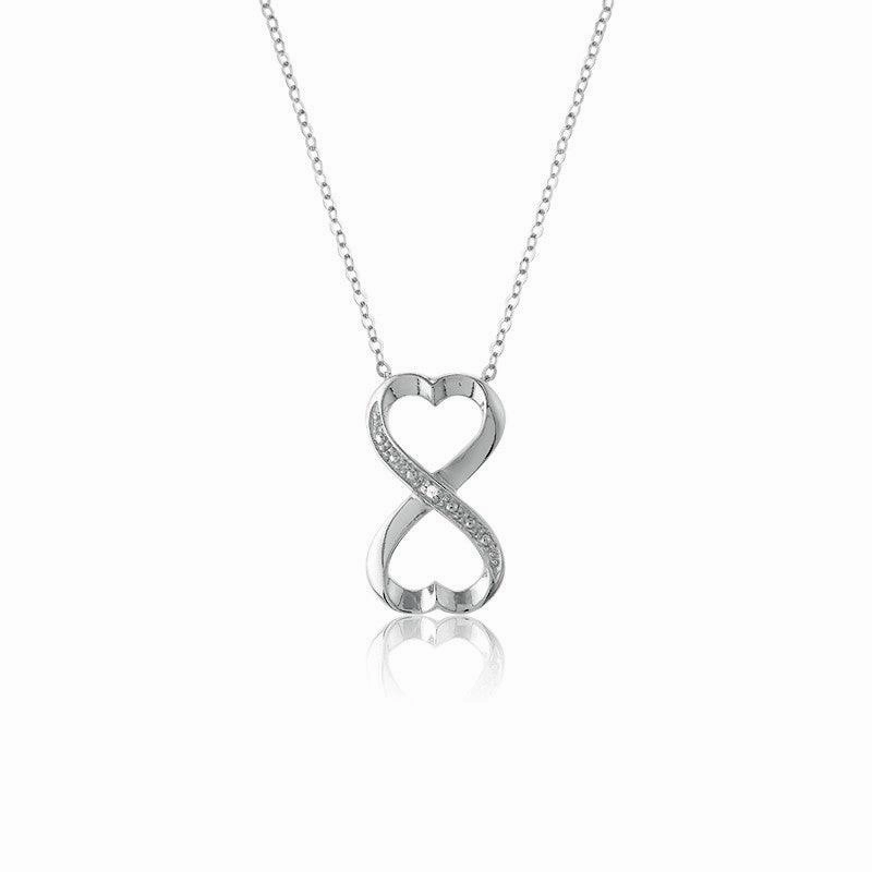 Sterling Silver CZ Heart Infinity Pave Pendant
