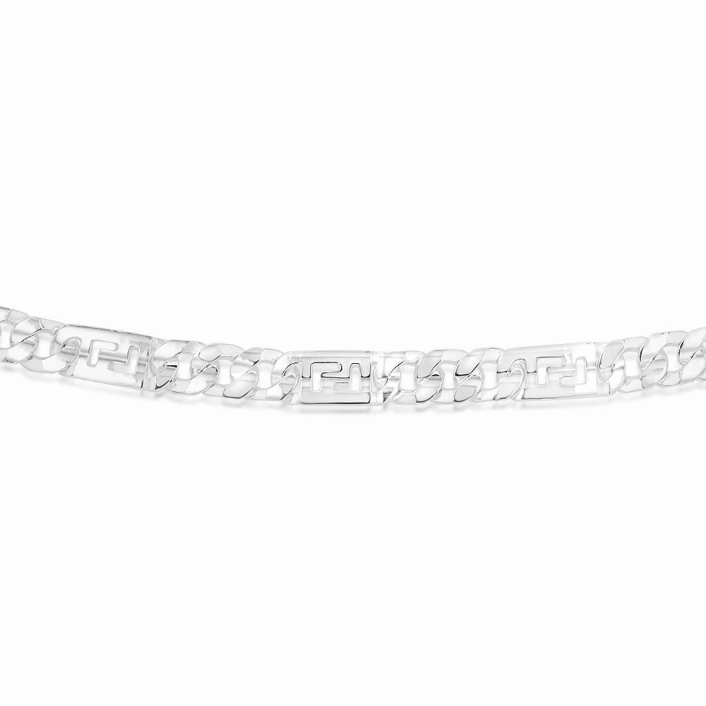 Sterling Silver Fancy 250 Gauge Curb And Green Link 50cm Chain