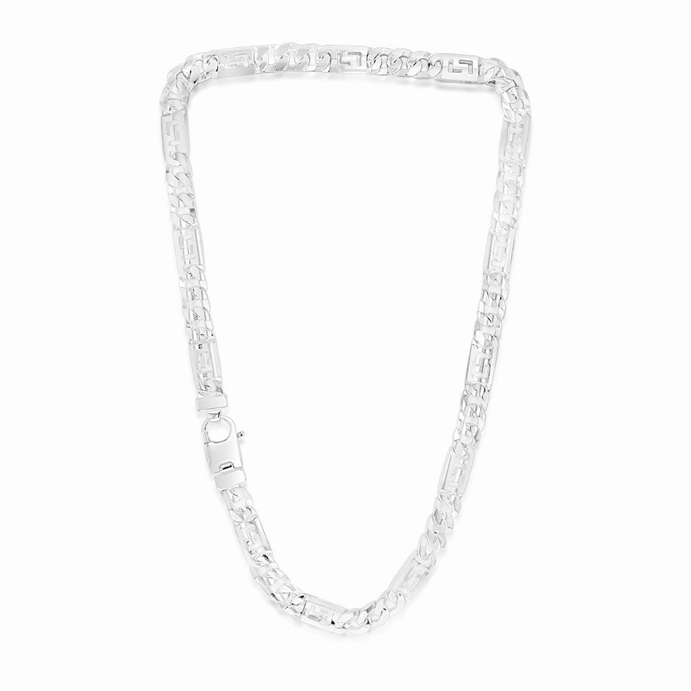Sterling Silver Fancy 250 Gauge Curb And Green Link 50cm Chain