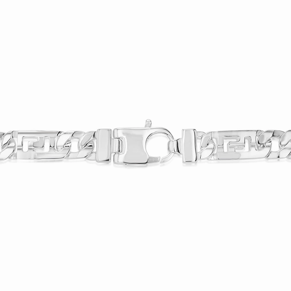 Sterling Silver Fancy 250 Gauge Curb And Green Link 50cm Chain