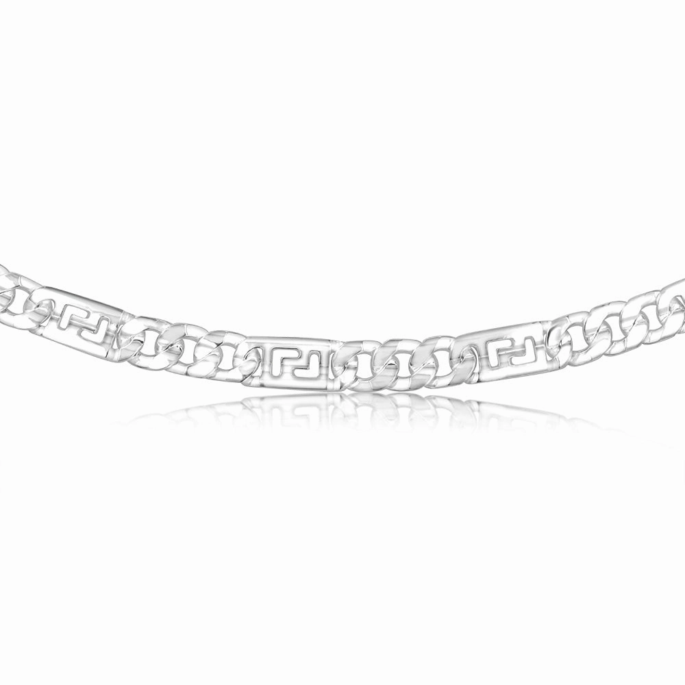 Sterling Silver Fancy 250 Gauge Curb And Green Link 50cm Chain