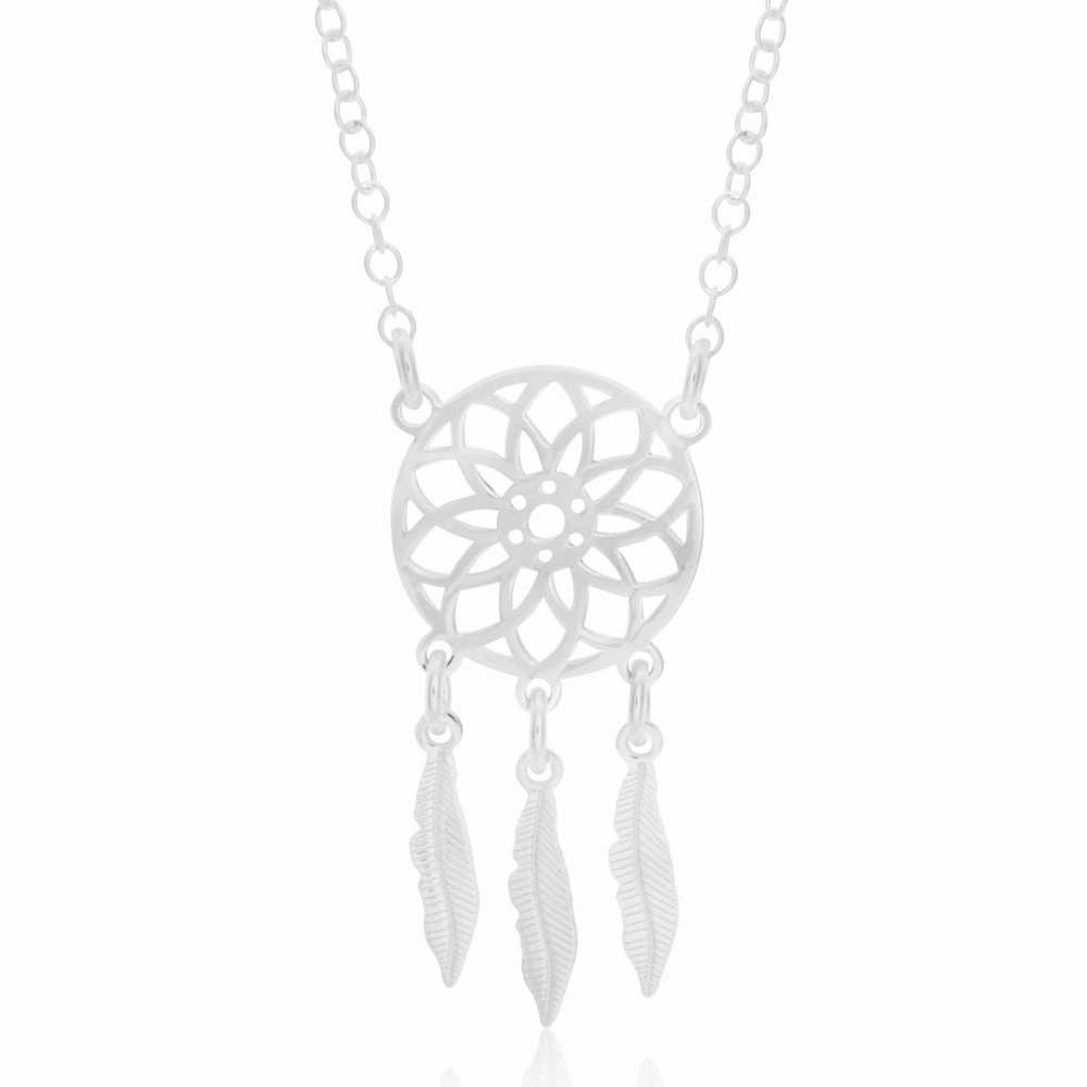 Sterling Silver Fancy Dreamcatcher Pendant With 45cm Chain