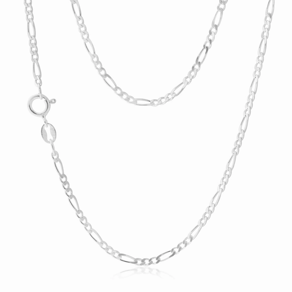 Sterling Silver Figaro 1:3 45cm Chain