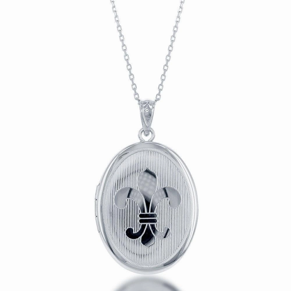 Sterling Silver Fluer De Lis Oval Locket