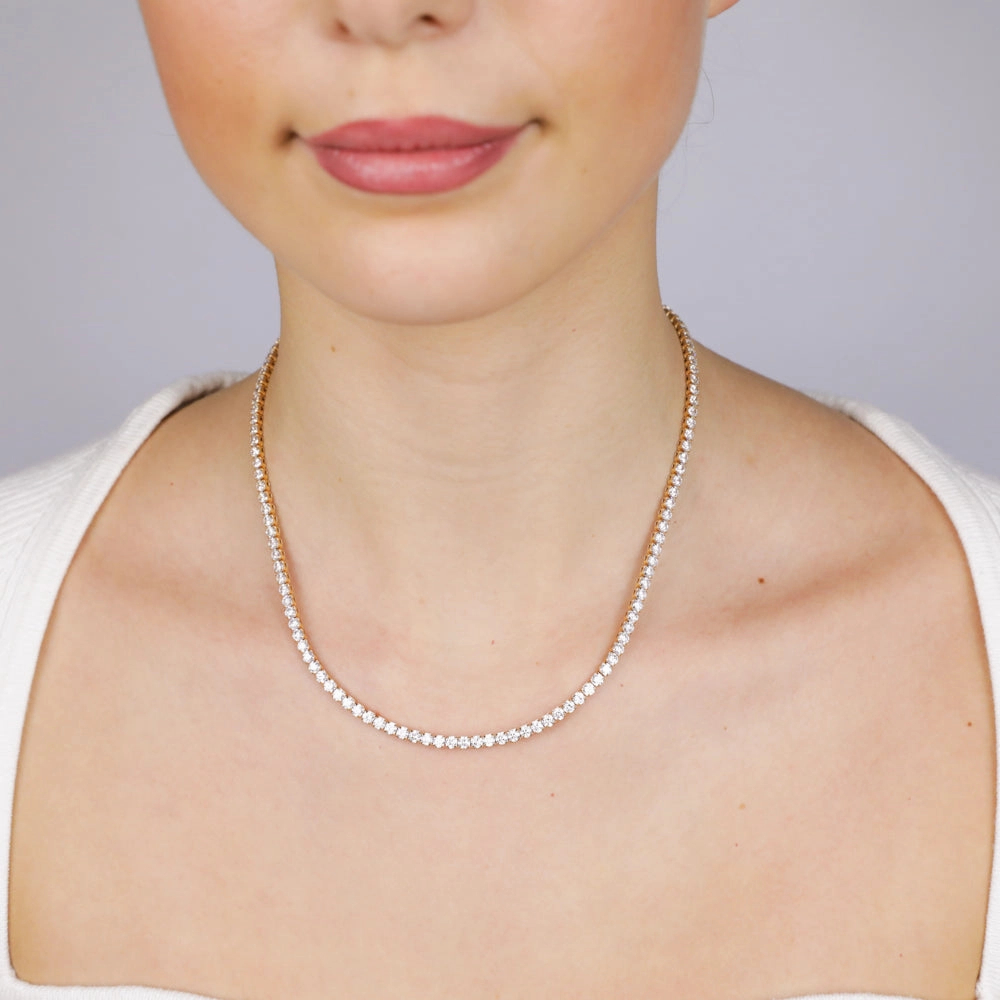 Sterling Silver Gold Plated 3mm Cubic Zirconia 45cm Tennis Chain