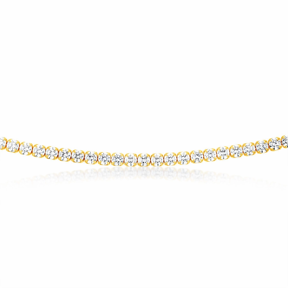 Sterling Silver Gold Plated 3mm Cubic Zirconia Tennis 50cm Chain