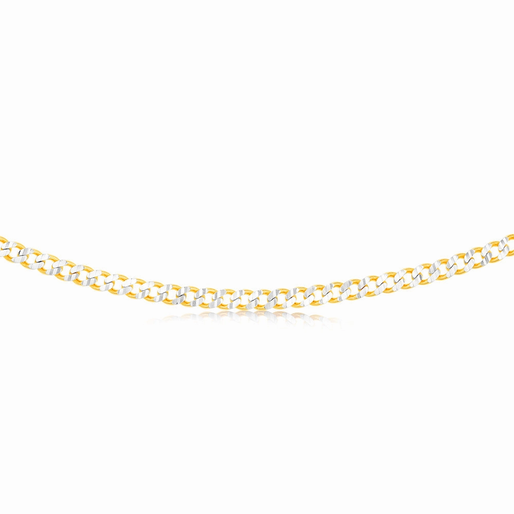 Sterling Silver Gold Plated Curb 150Gauge 50cm Chain