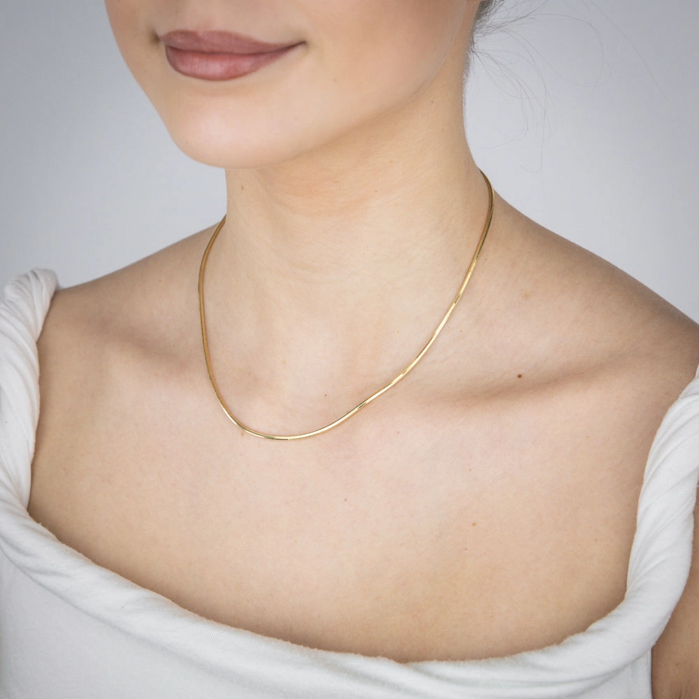 Sterling Silver Gold Plated Diamond Cut Snake 42 5cm Chain