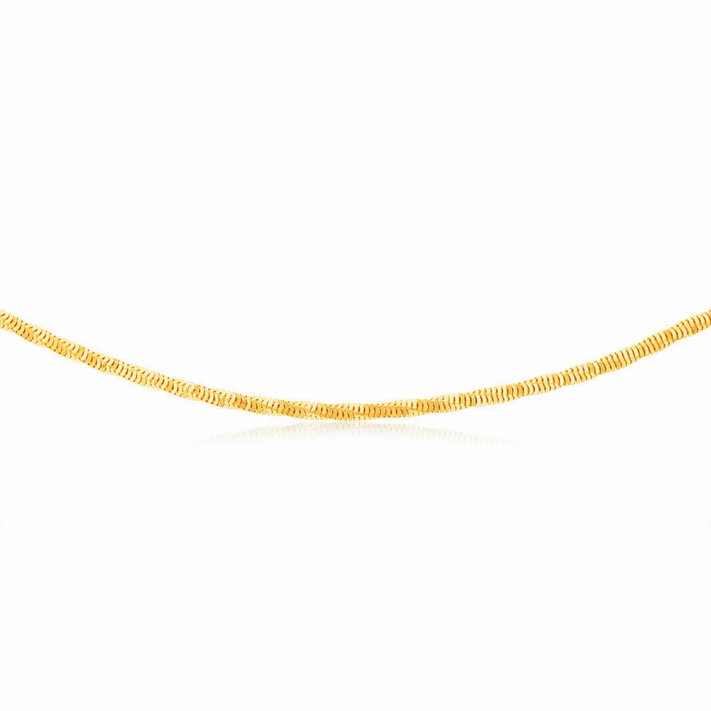 Sterling Silver Gold Plated Diamond Cut Square Snake 45cm Chain