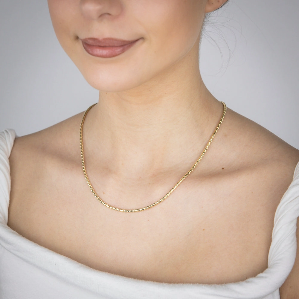 Sterling Silver Gold Plated Diamond Cut Twisted Curb 42.5 5cm Chain