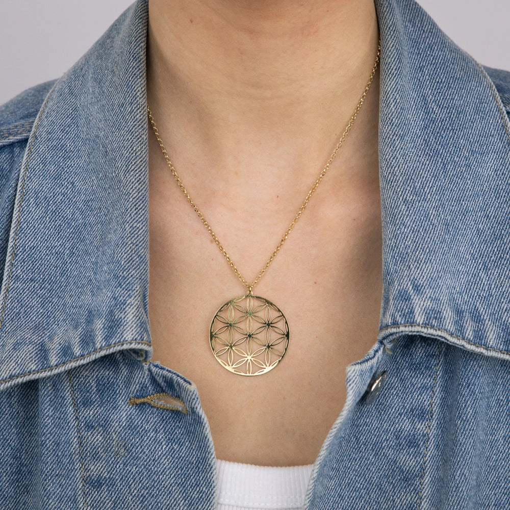 Sterling Silver Gold Plated Flower Of Life Pendant On 45 3cm Chain