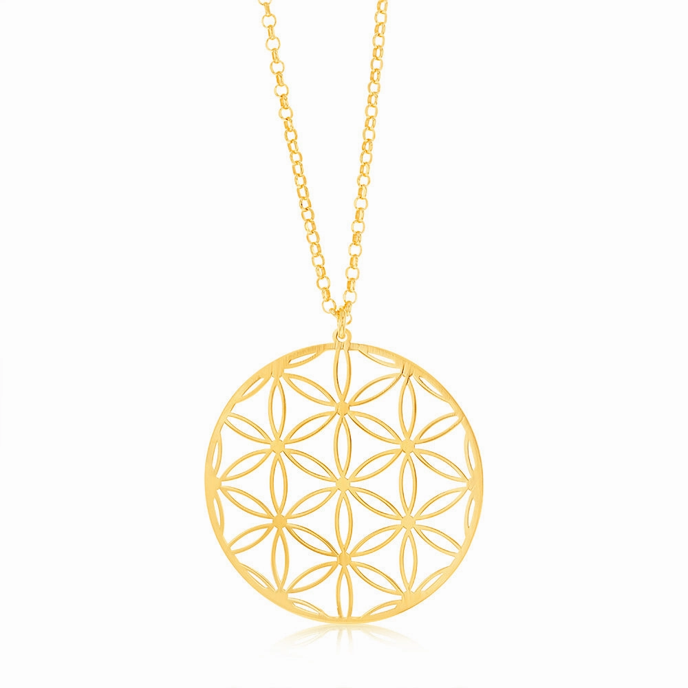 Sterling Silver Gold Plated Flower Of Life Pendant On 45 3cm Chain