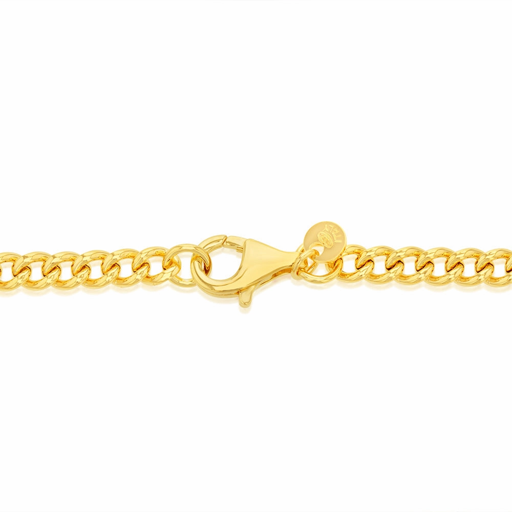 Sterling Silver Gold Plated Graduating Hollow 200- 320 Gauge Curb 45cm Chain