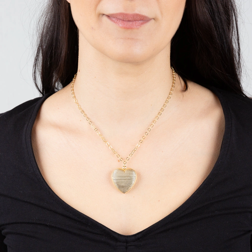 Sterling Silver Gold Plated Heart Pendant On 42 3cm Chain