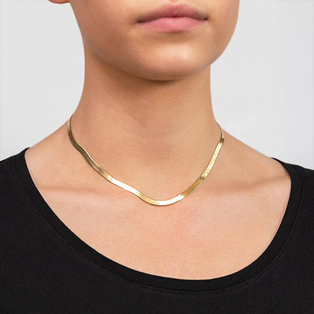Sterling Silver Gold Plated Herringbone 37 3cm Chain