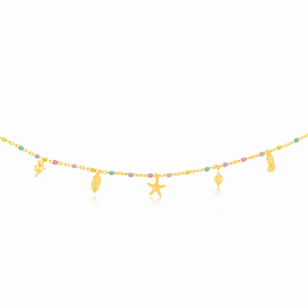 Sterling Silver Gold Plated Multicolour Charm 45cm Chain