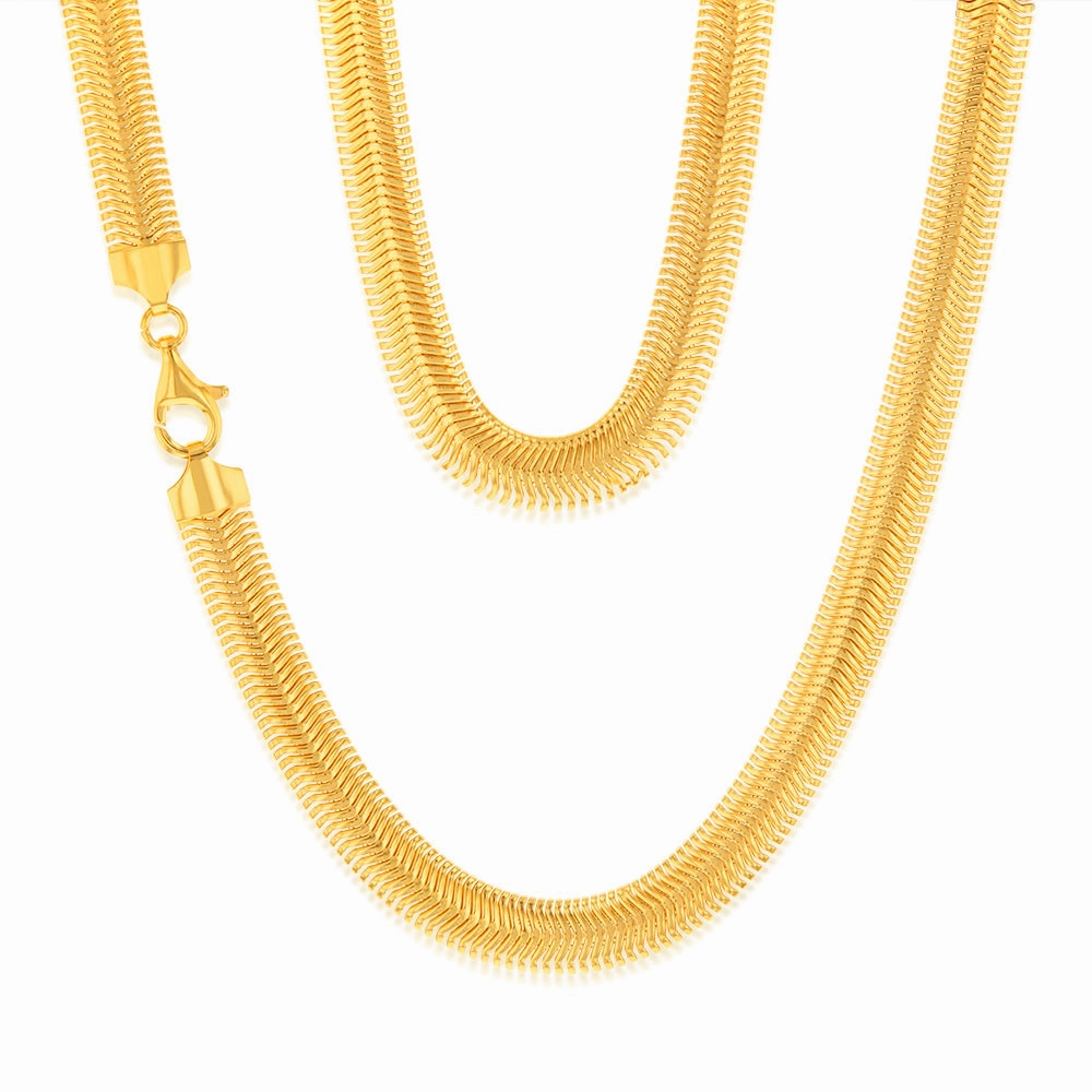Sterling Silver Gold Plated Oval Snake 45cm Chain