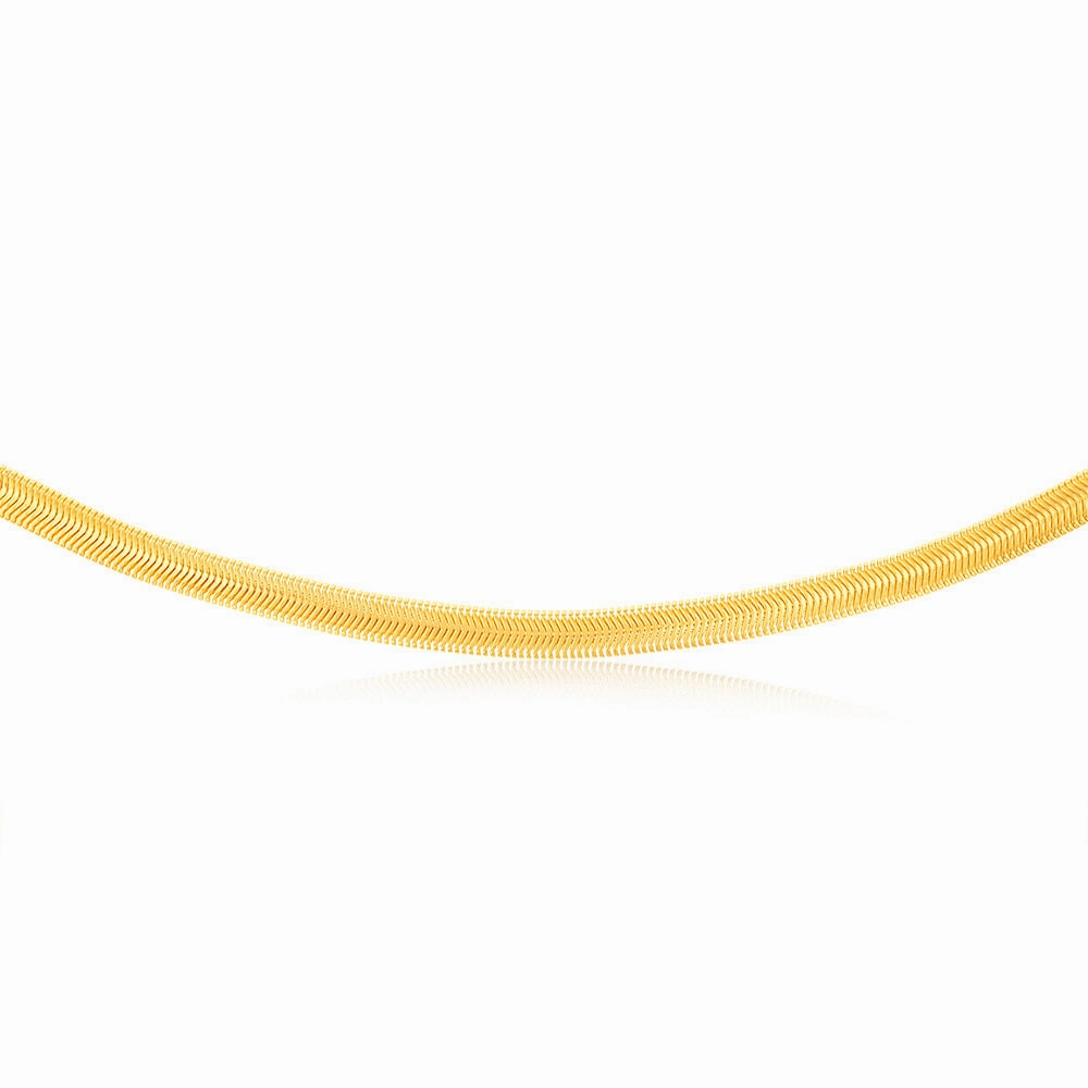 Sterling Silver Gold Plated Oval Snake 45cm Chain