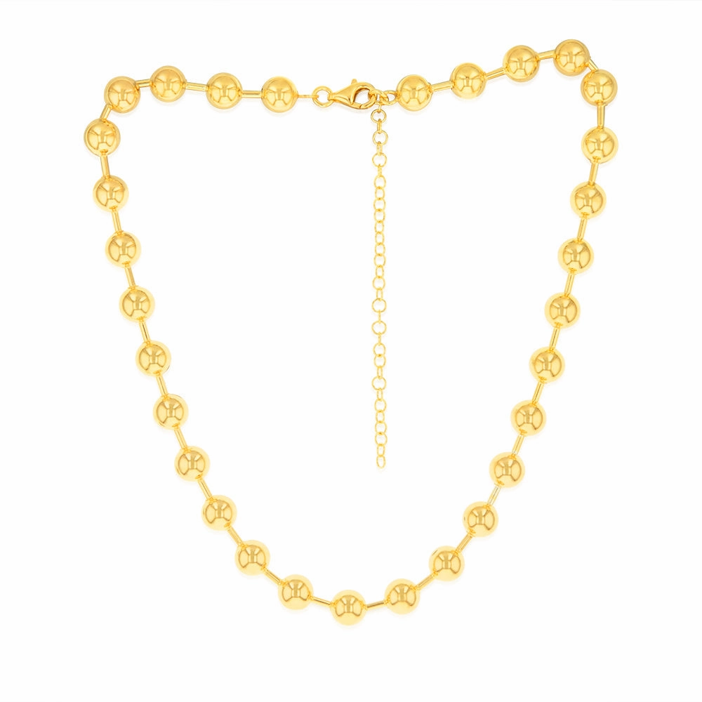 Sterling Silver Gold Plated Polished Ball 38 8cm Chain