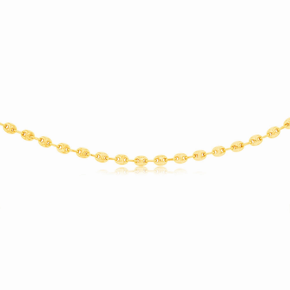 Sterling Silver Gold Plated Puff 50.5cm Chain
