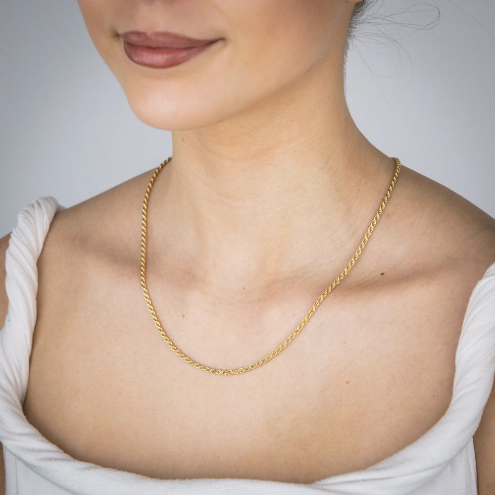 Sterling Silver Gold Plated Rope 50 5cm Chain
