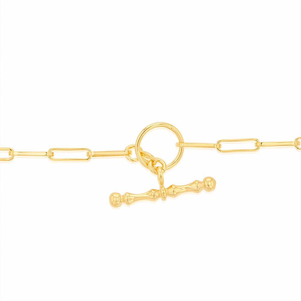 Sterling Silver Gold Plated Toggle Bar Paperclip 45cm Chain