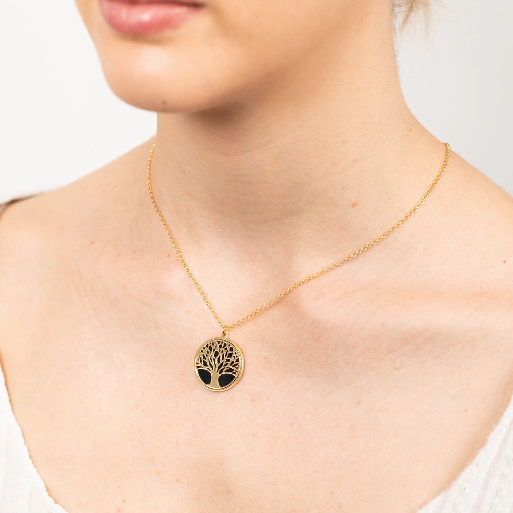 Sterling Silver Gold Plated Tree Of Life Pendant On Chain