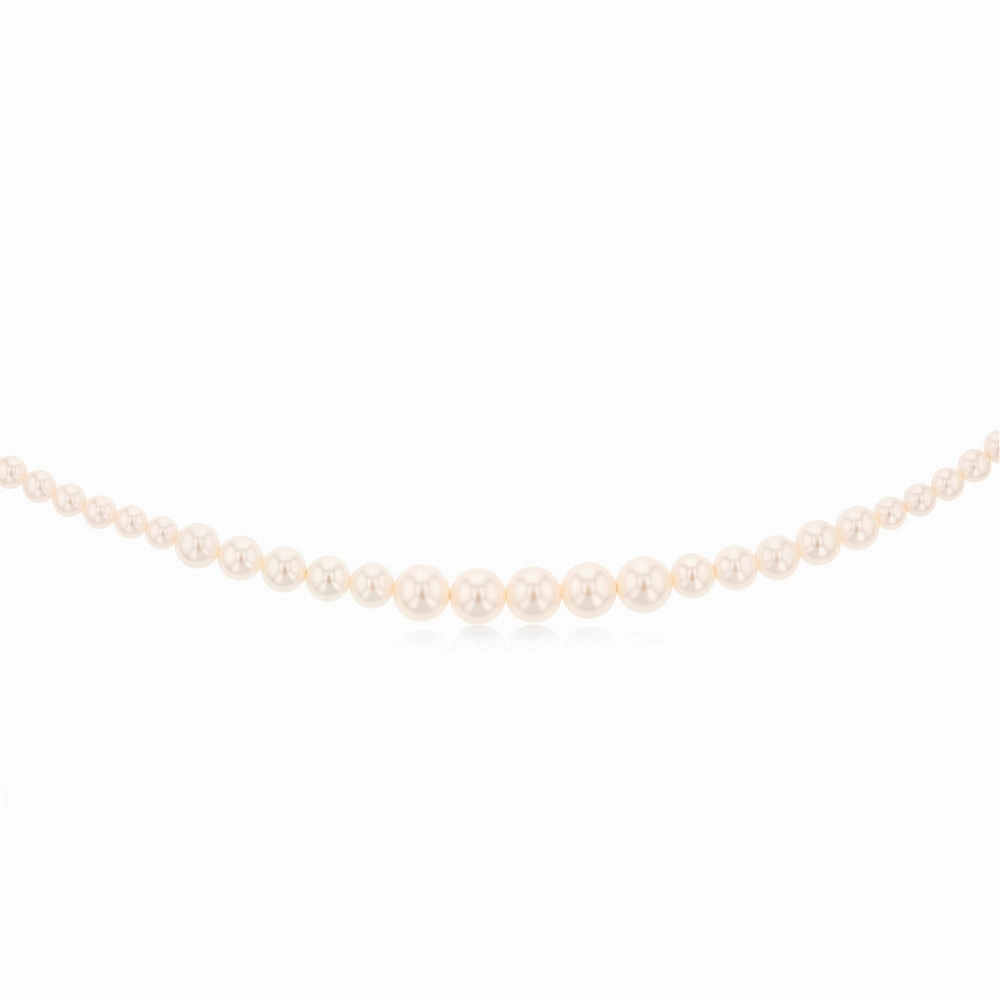 Sterling Silver Graduating Simulated Pearl 41cm Chain