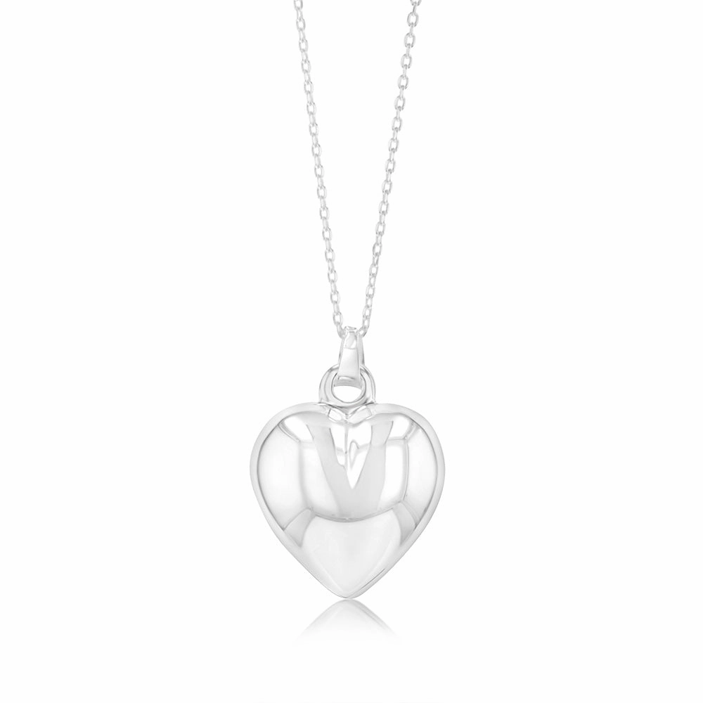 Sterling Silver Heart Pendant On 42 3cm Chain
