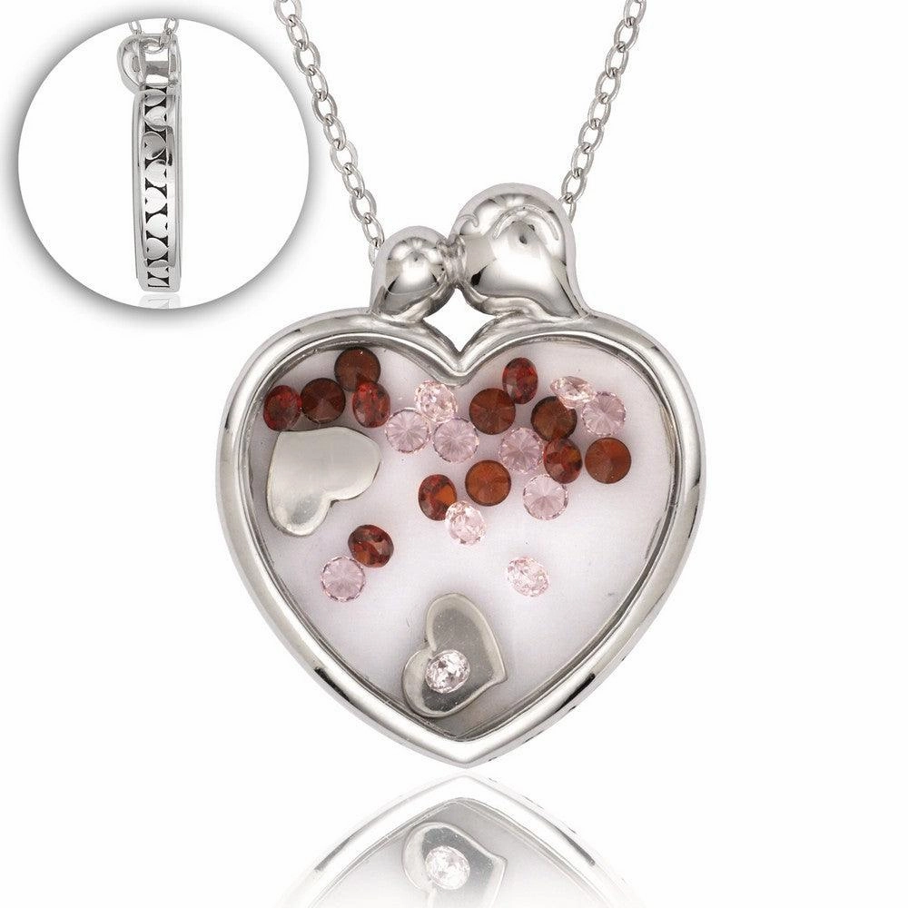 Sterling Silver Hearts Inside Window Pendant