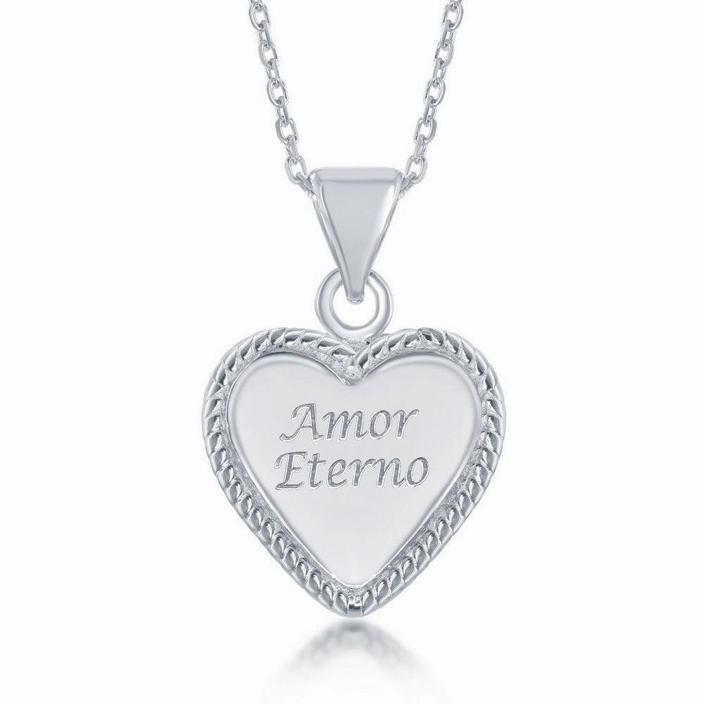 Sterling Silver Inscribed Heart Pendant