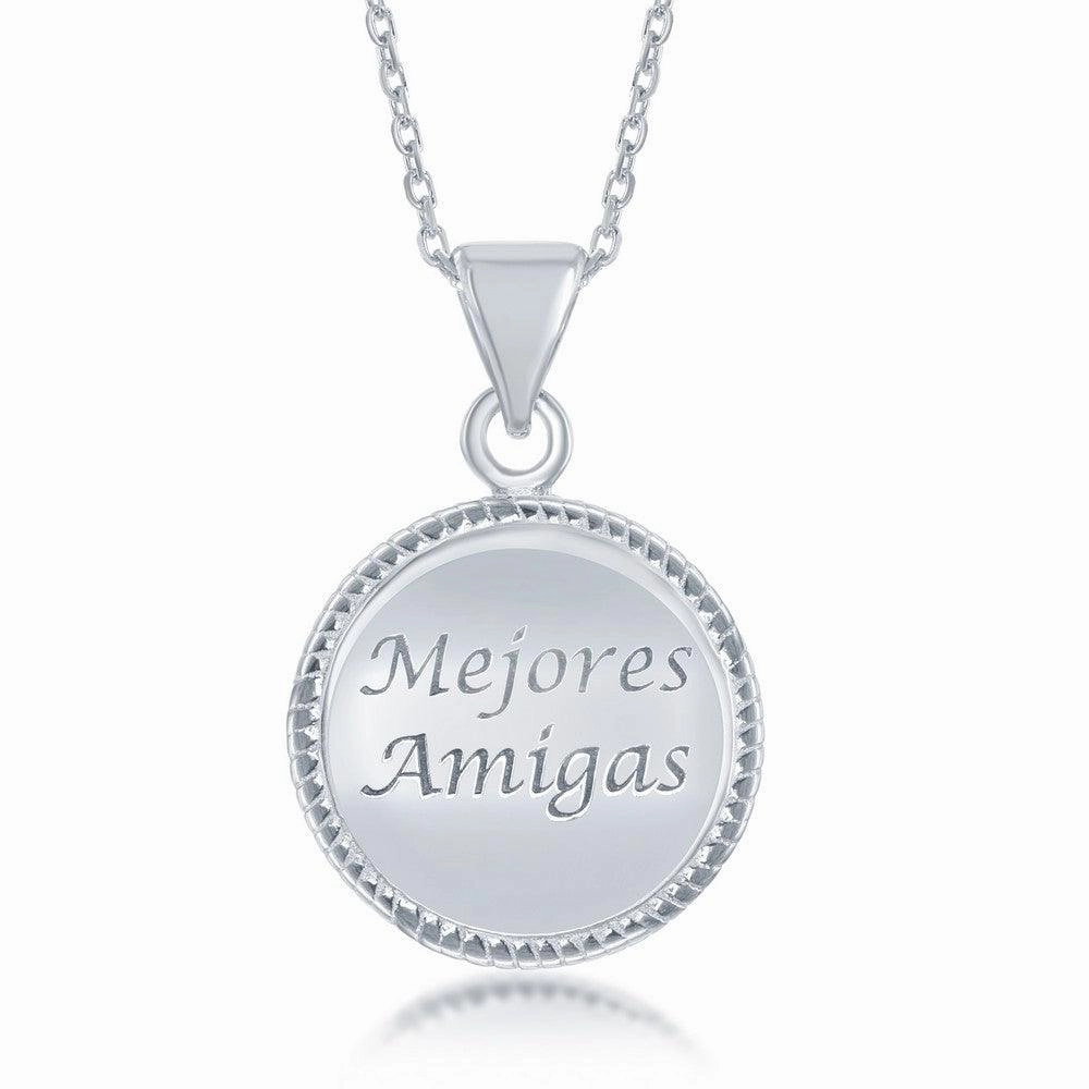 Sterling Silver Inscribed Shiny Round Pendant