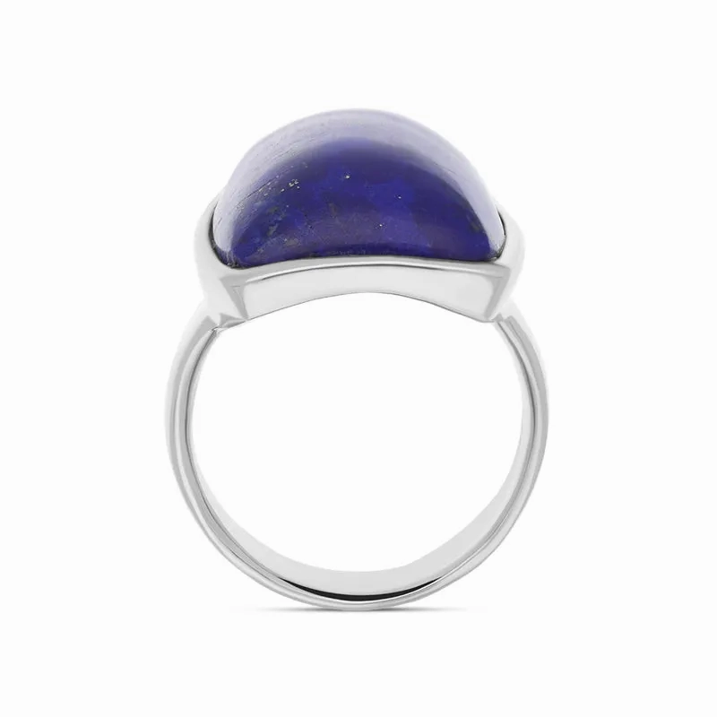 Sterling Silver Lapis Lazuli Chunky Oblong Ring D