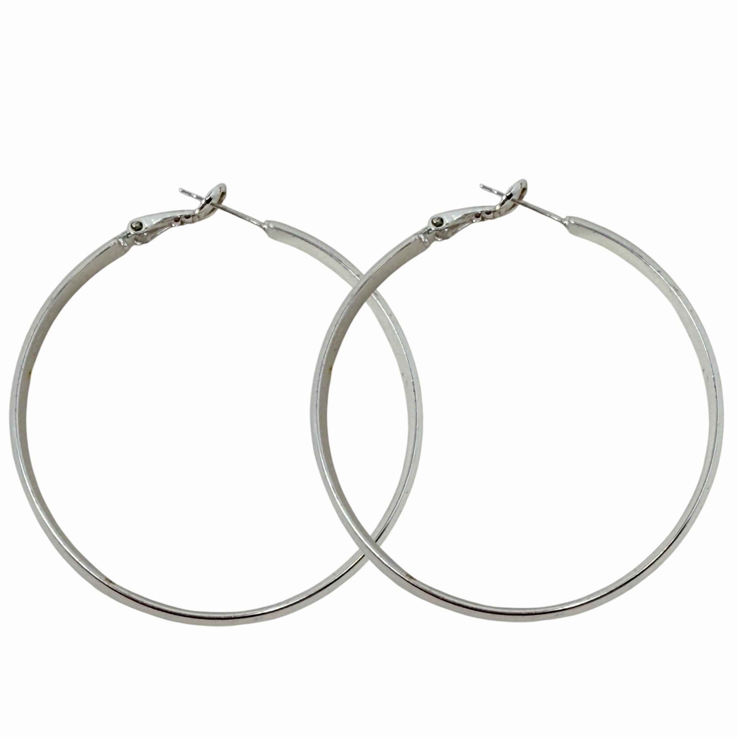 Sterling Silver Large Hoop Earrings By Unbranded