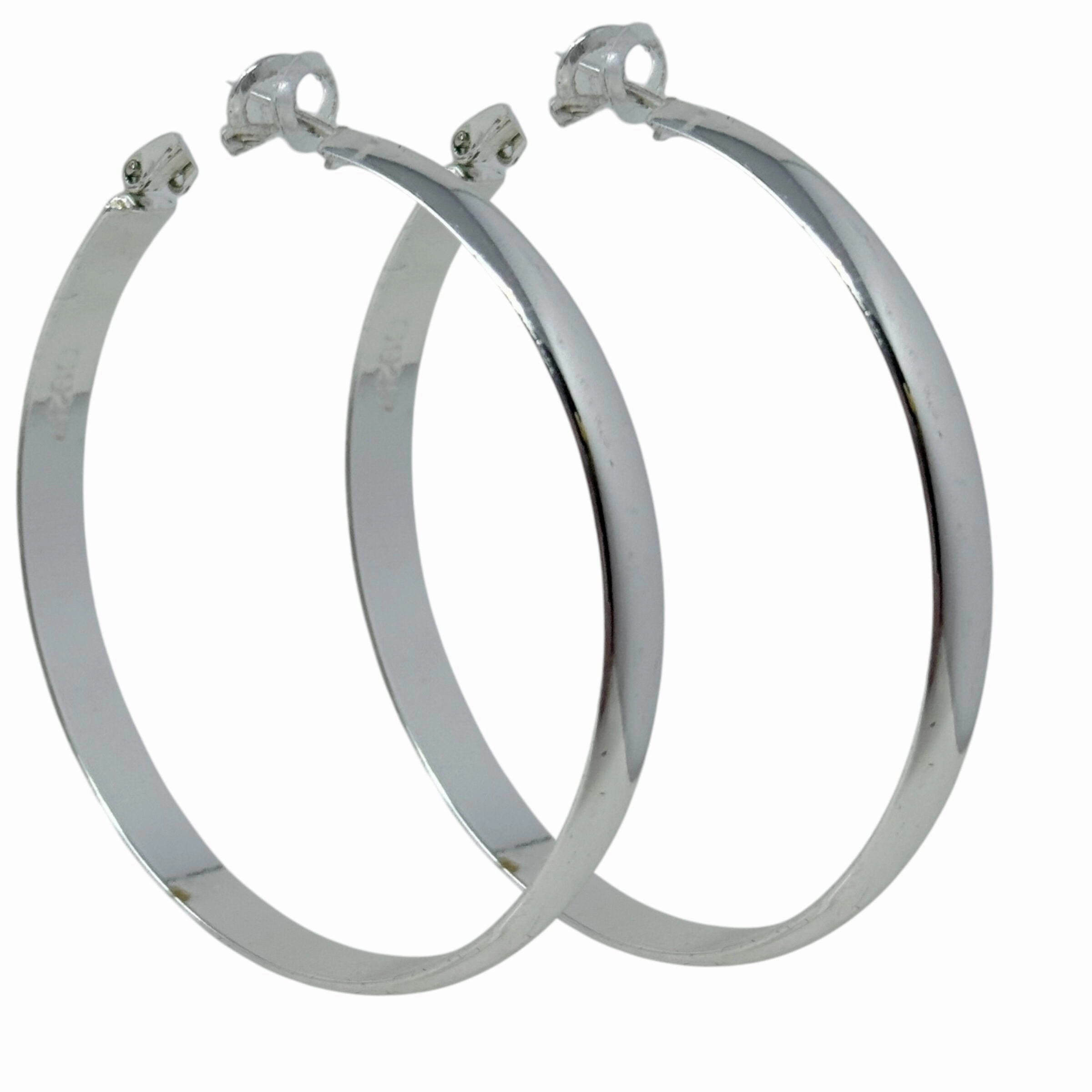 Sterling Silver Large Hoop Earrings By Unbranded