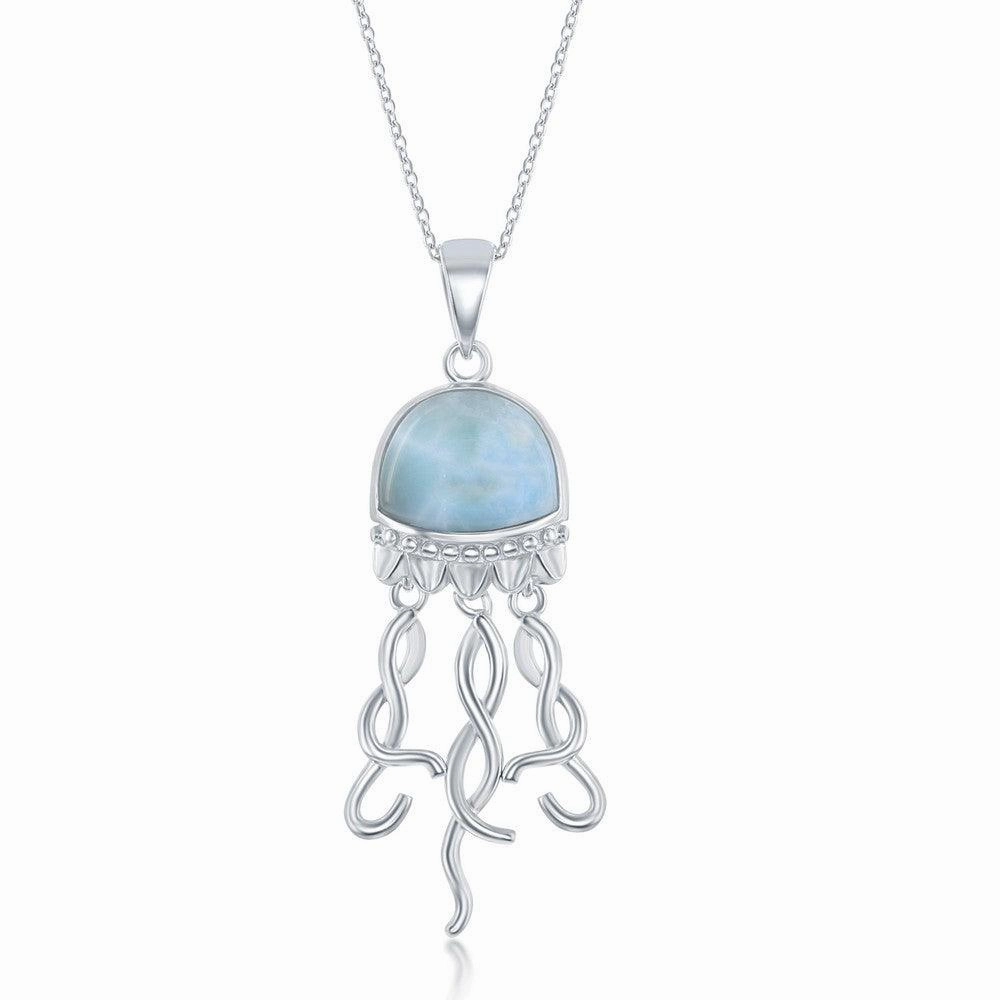 Sterling Silver Larimar Jellyfish Pendant Only