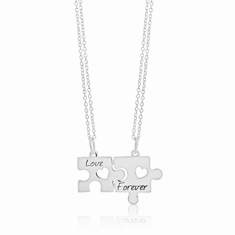 Sterling Silver Love Forever Puzzle Break Pendant With 45cm Chains