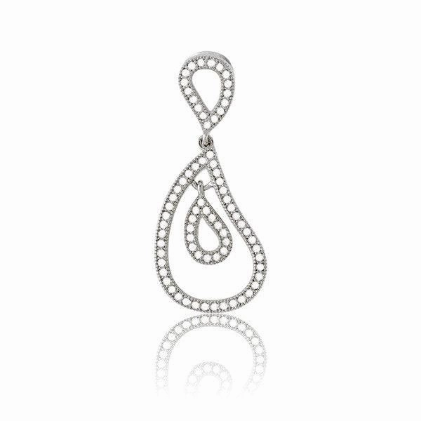 Sterling Silver Micro Pave Twisted Teardrop Pendant