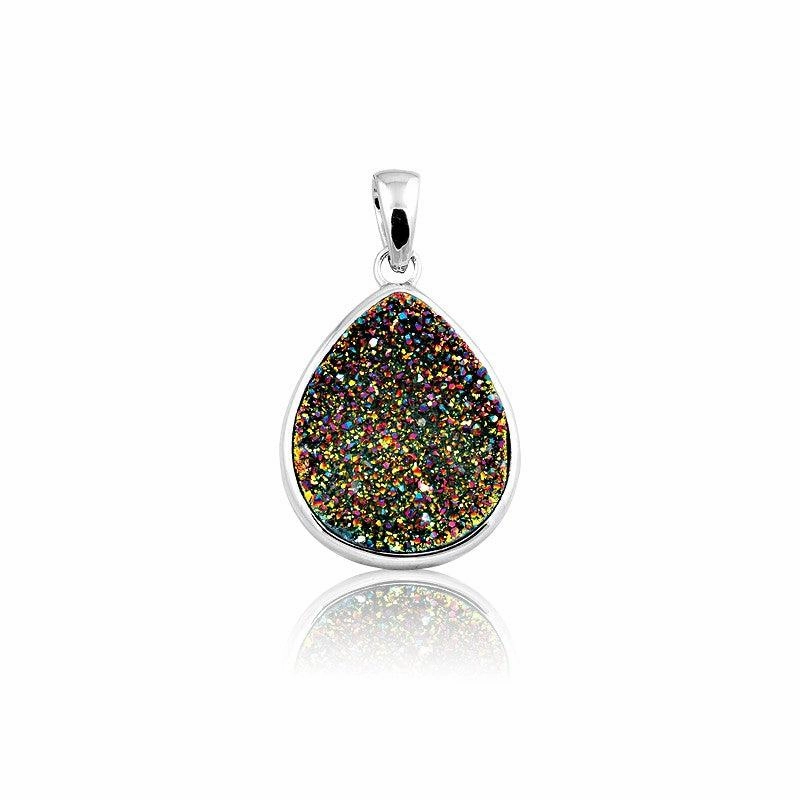 Sterling Silver Multi Colored Druzy Pendant