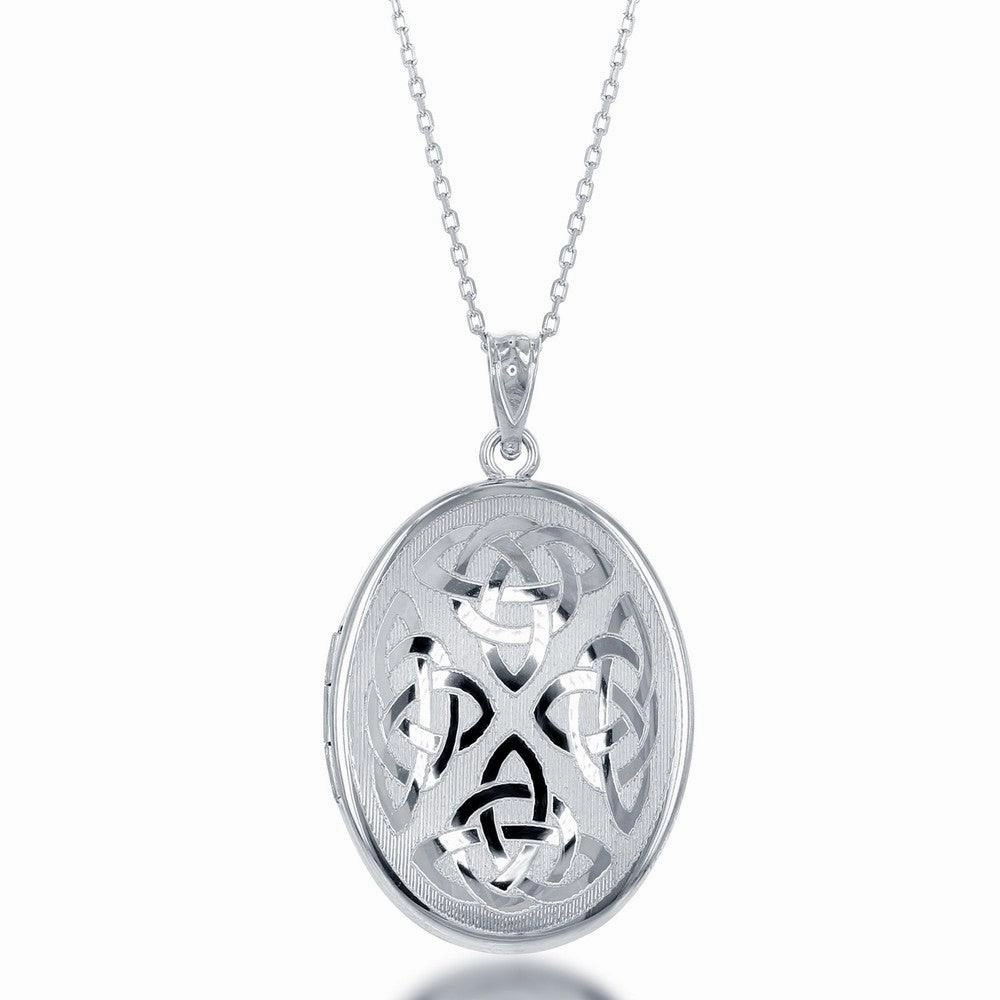 Sterling Silver Oval Celtic Designed Locket