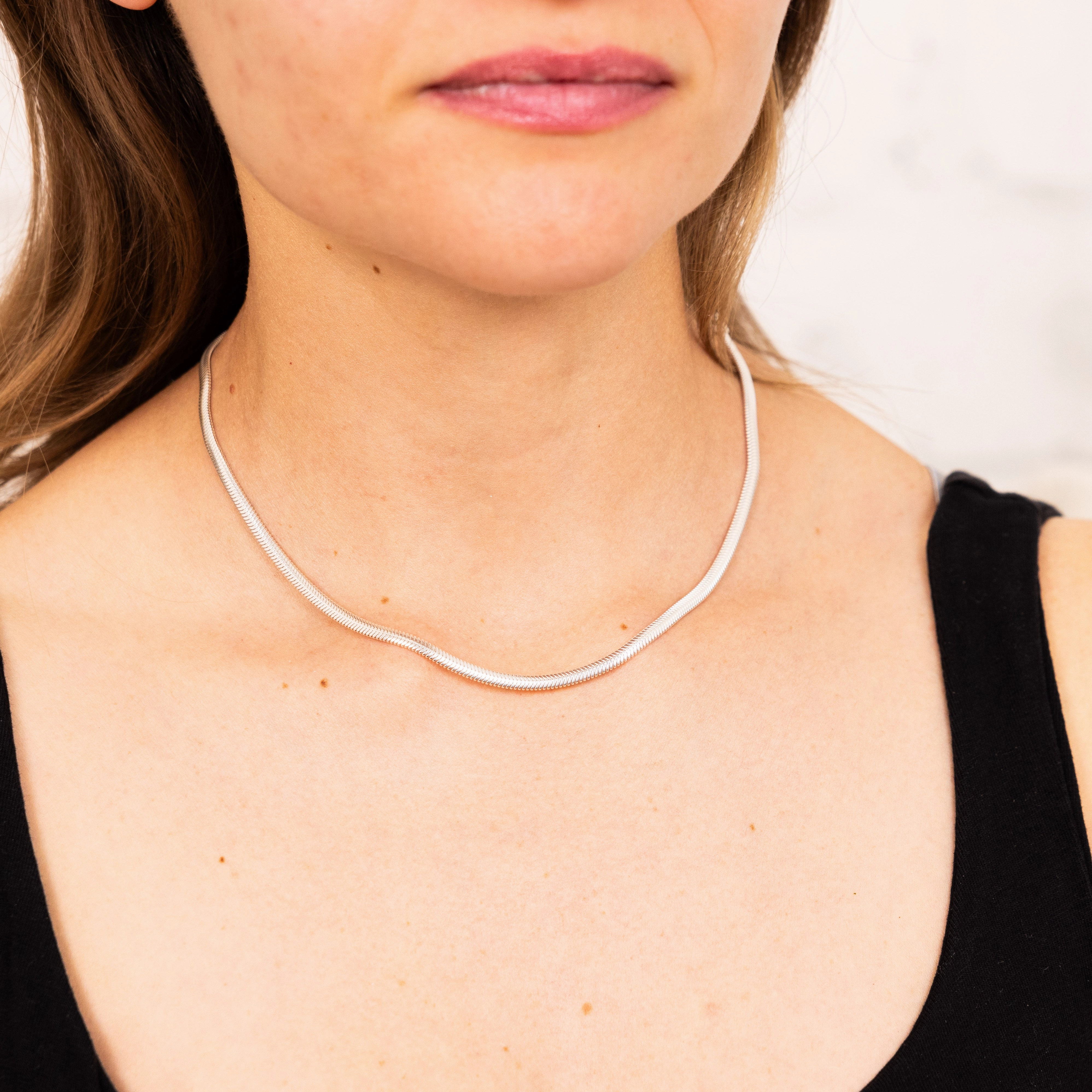 Sterling Silver Oval Snake 37 5cm Chain